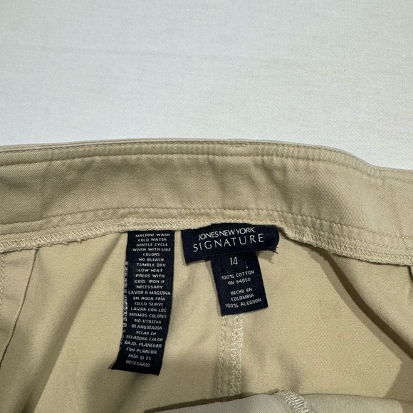 Jones New York Signature Khaki Cotton Skirt Size 14 A-Line Classic Tan - Picture 3 of 5